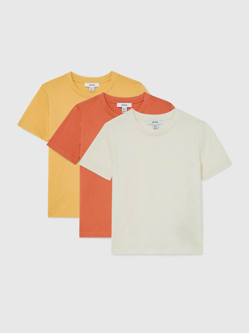 Reiss Yellow/Orange/Off White Bless 3 Pack 3-9 yrs 3 Pack Cotton Crew-Neck T-Shirts image 1