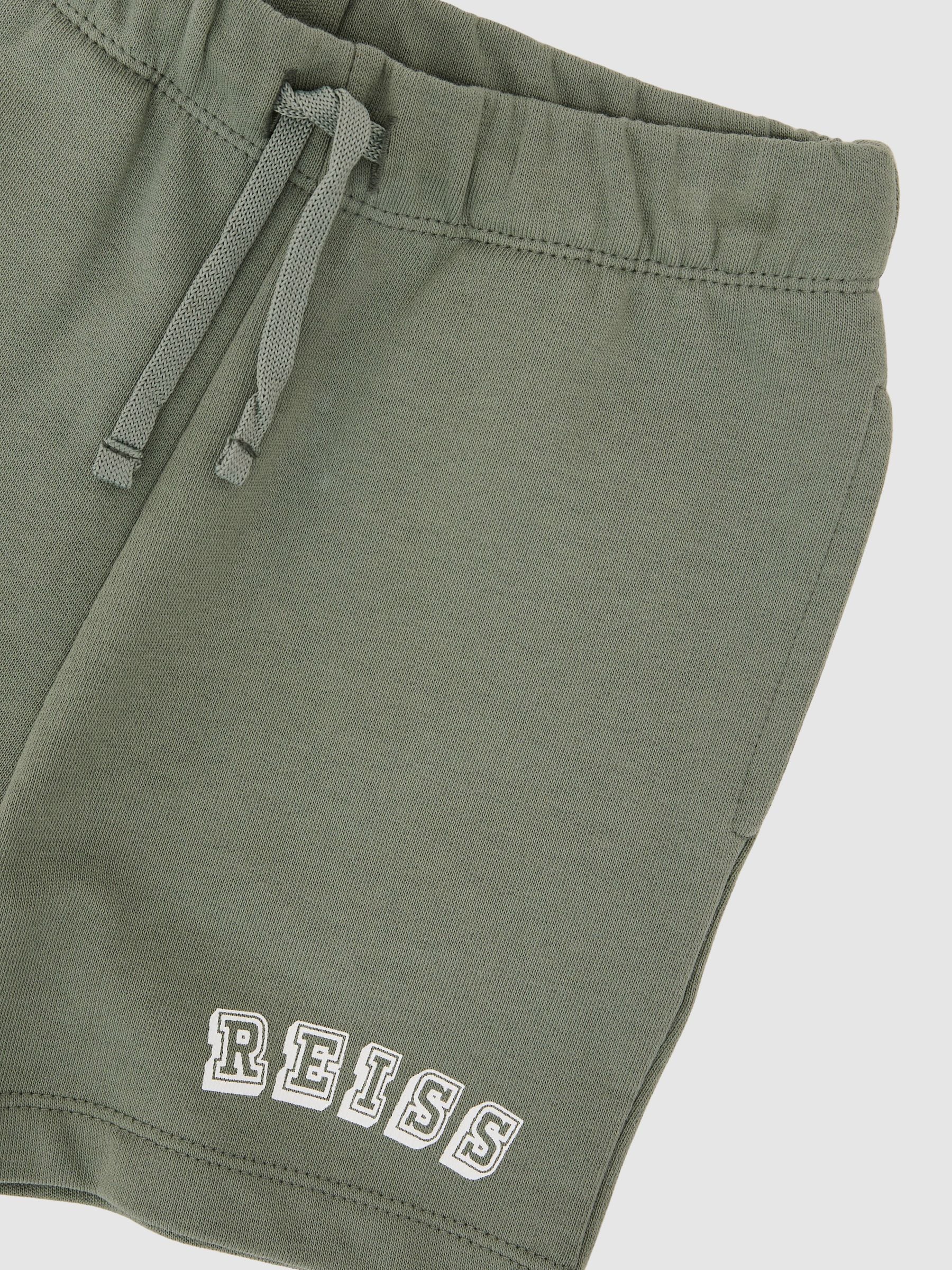 Reiss Sage/Off White Swinley 3-9 yrs Cotton Logo Drawstring Shorts image 3