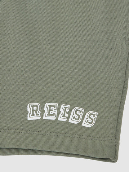 Reiss Sage/Off White Swinley 3-9 yrs Cotton Logo Drawstring Shorts image 4