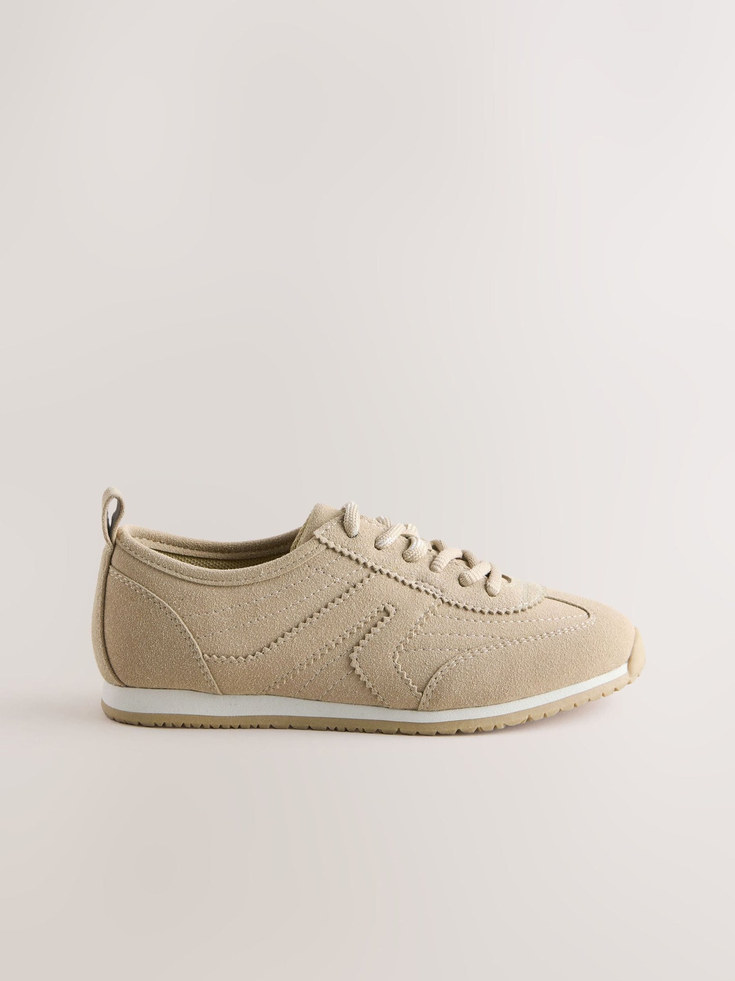 Beige Neutral Lace-up Retro Trainers image 5