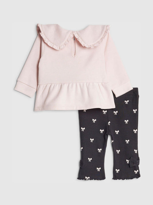 River Island Pink Cute Bow Sweat & Leggings Set image 2