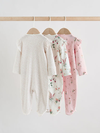 Pink Baby Sleepsuits 3 Pack image 5