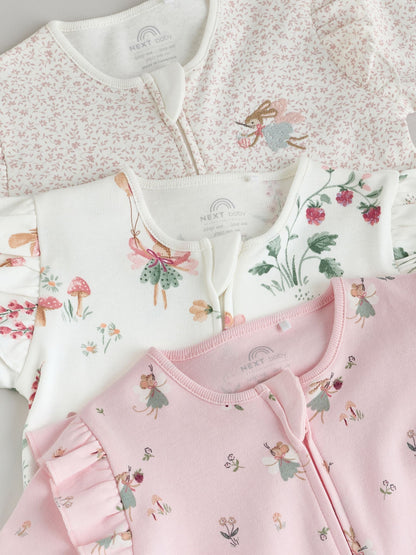 Pink Baby Sleepsuits 3 Pack image 8