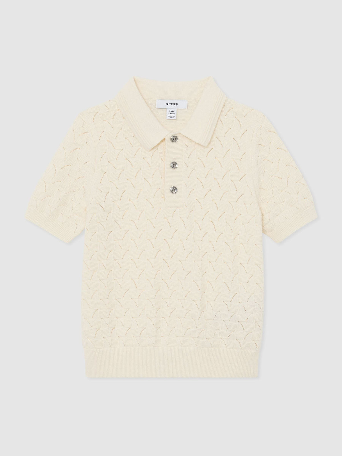 Dsiney Kidz - Reiss Off White Boston 3-9 yrs Cotton Pointelle-Knit Polo Jumper image 1