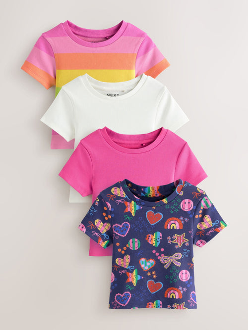 Dsiney Kidz - Multi Bright Short Sleeve Ribbed T-Shirts 4 Pack (3-16yrs) image 1