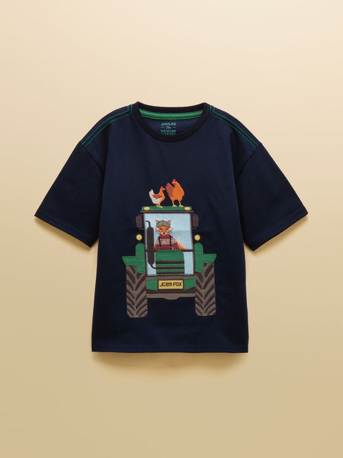 Joules Boys' Archie Navy Applique Graphic T-Shirt image 1