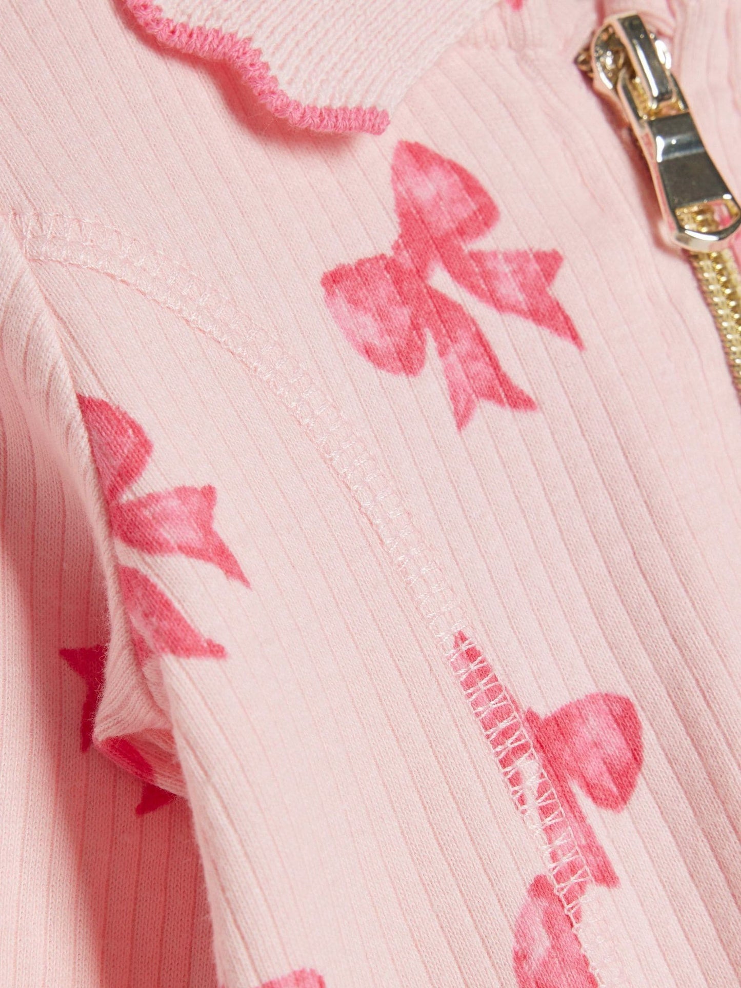 River Island Pink Long Sleeve Bow Collar Rib Dress image 3