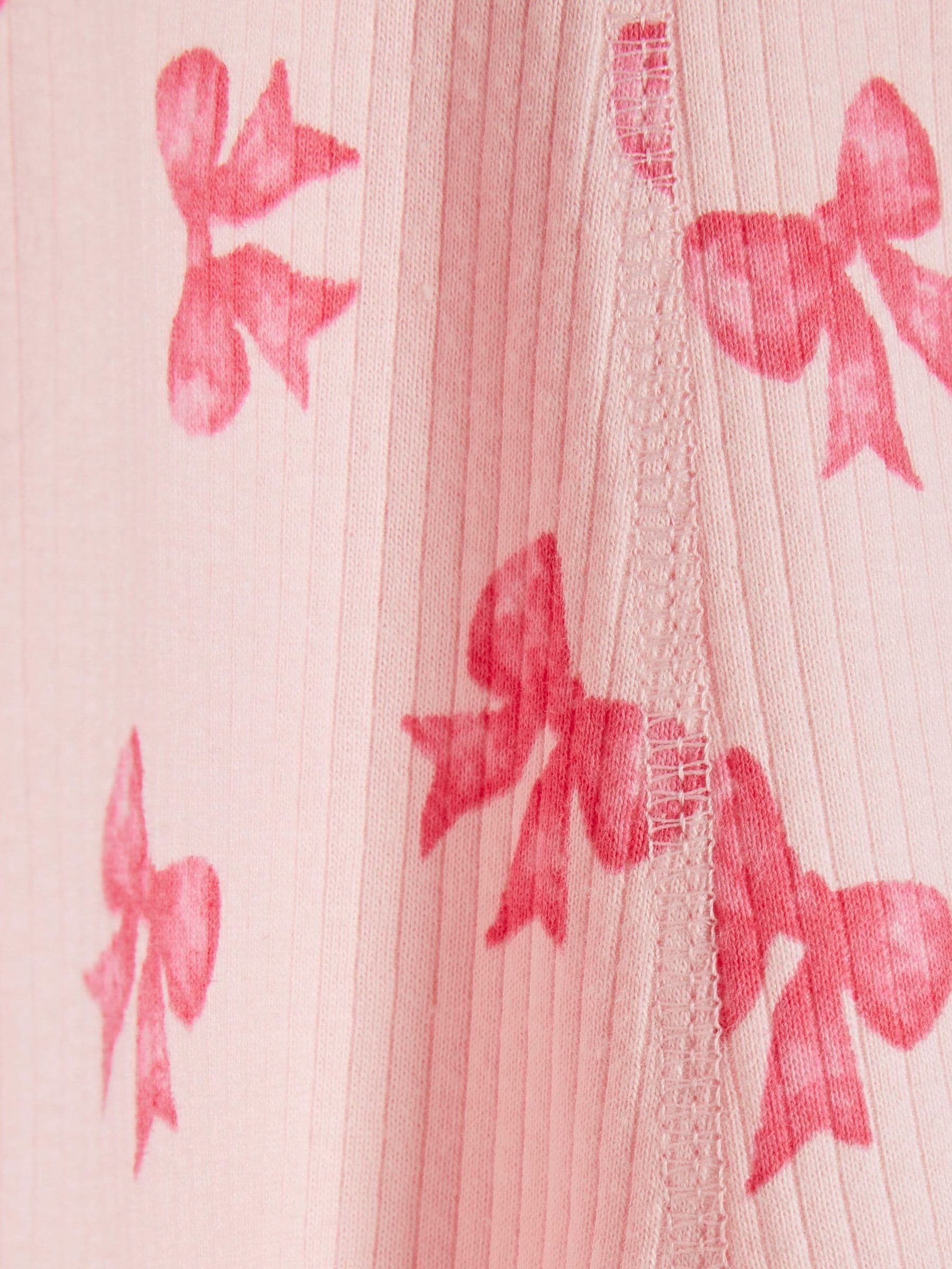 River Island Pink Long Sleeve Bow Collar Rib Dress image 4