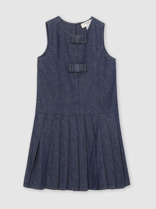 Reiss Indigo Ruby 3-9 yrs Sleeveless Pleated Denim Dress image 2