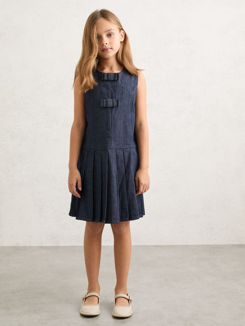Reiss Indigo Ruby 3-9 yrs Sleeveless Pleated Denim Dress image 1