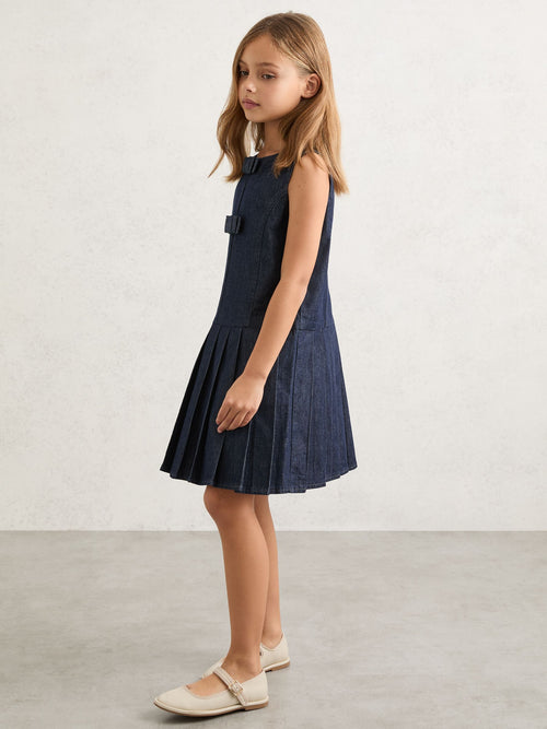 Reiss Indigo Ruby 9-13 yrs Sleeveless Pleated Denim Dress image 1