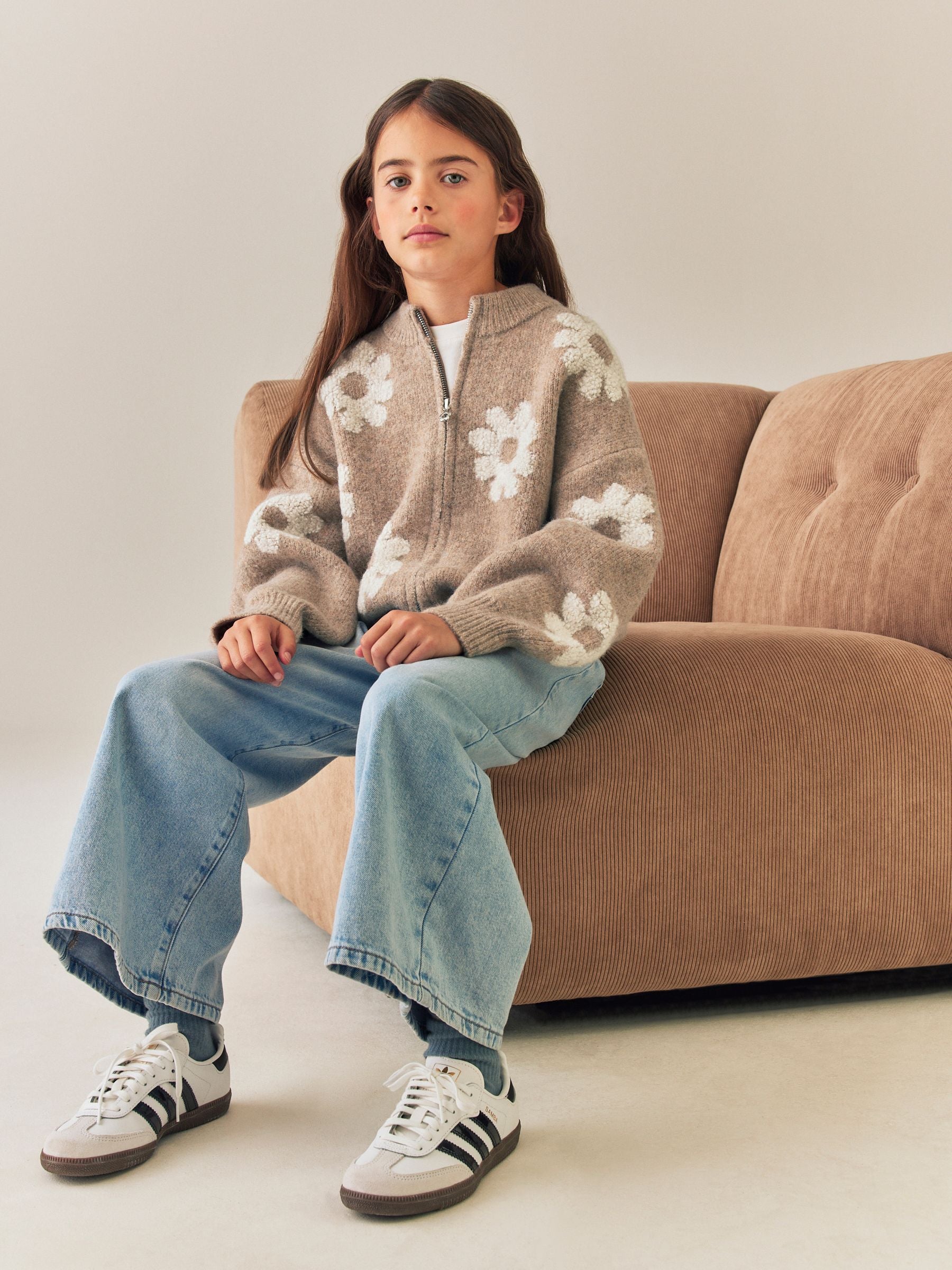 Dsiney Kidz - Neutral Daisy Zip Through Cardigan (3-16yrs) image 3