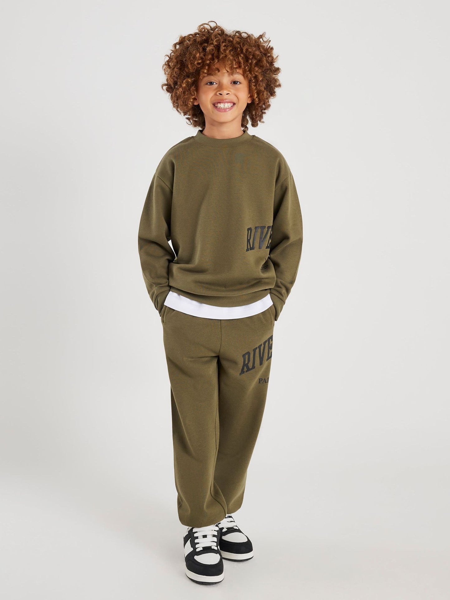 Dsiney Kidz - River Island Green River Varsity Sweatshirt & Jogger Set image 1