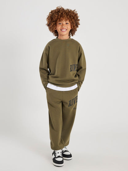 Dsiney Kidz - River Island Green River Varsity Sweatshirt & Jogger Set image 1