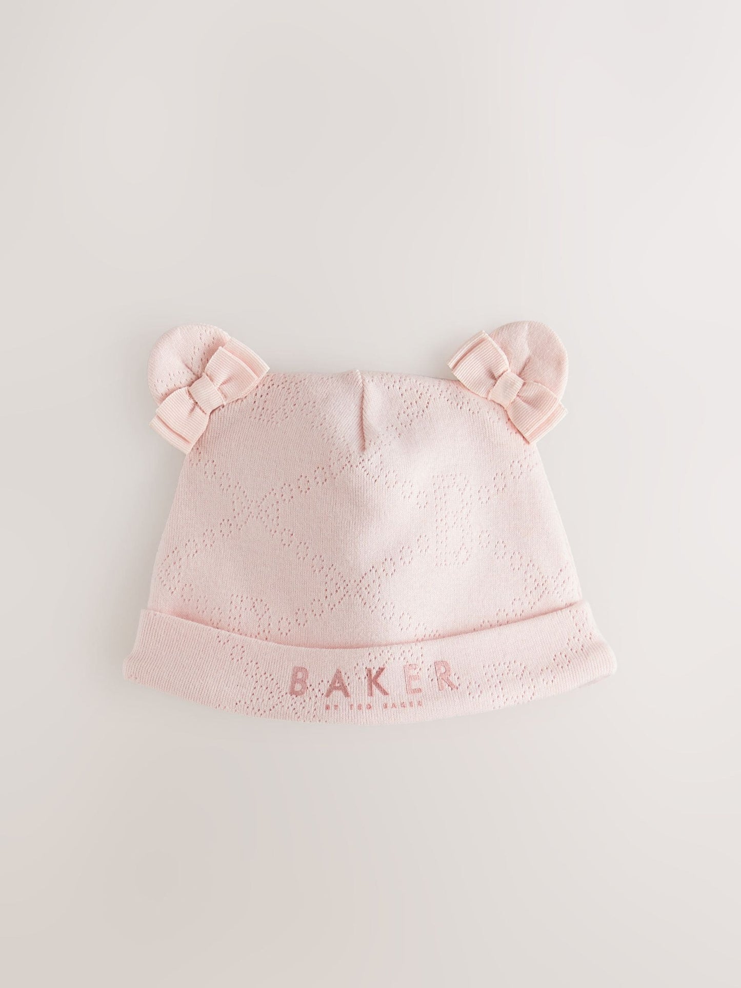 Baker by Ted Baker Pink Pointelle Wrap-Over Sleepsuit & Hat Set image 4
