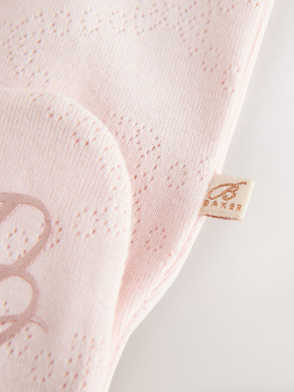 Baker by Ted Baker Pink Pointelle Wrap-Over Sleepsuit & Hat Set image 6