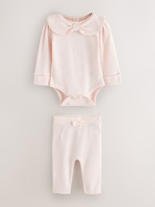 Baker by Ted Baker Pointelle Bow Bodysuit & Legging Set 2 Piece image 1