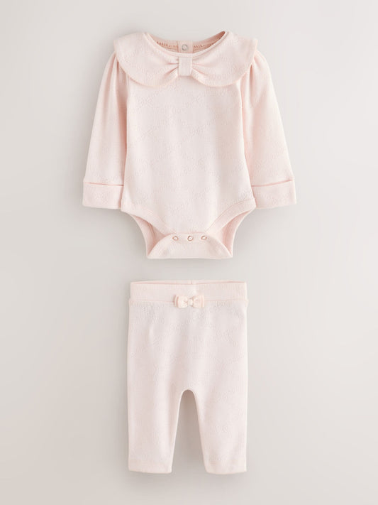 Baker by Ted Baker Pointelle Bow Bodysuit & Legging Set 2 Piece image 1