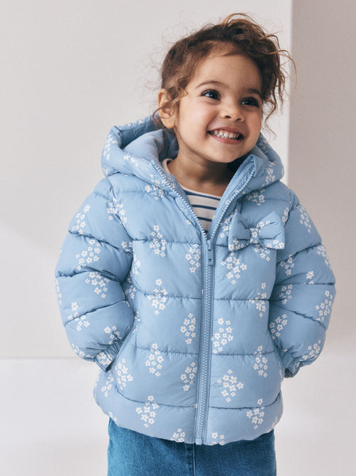 Blue Floral Shower Resistant Fleece Lined Padded Coat (3mths-7yrs) - image 1