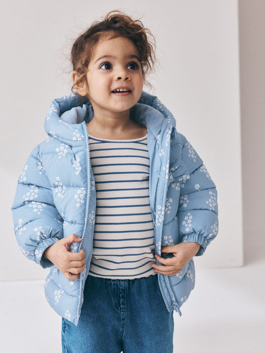 Blue Floral Shower Resistant Fleece Lined Padded Coat (3mths-7yrs) - image 2