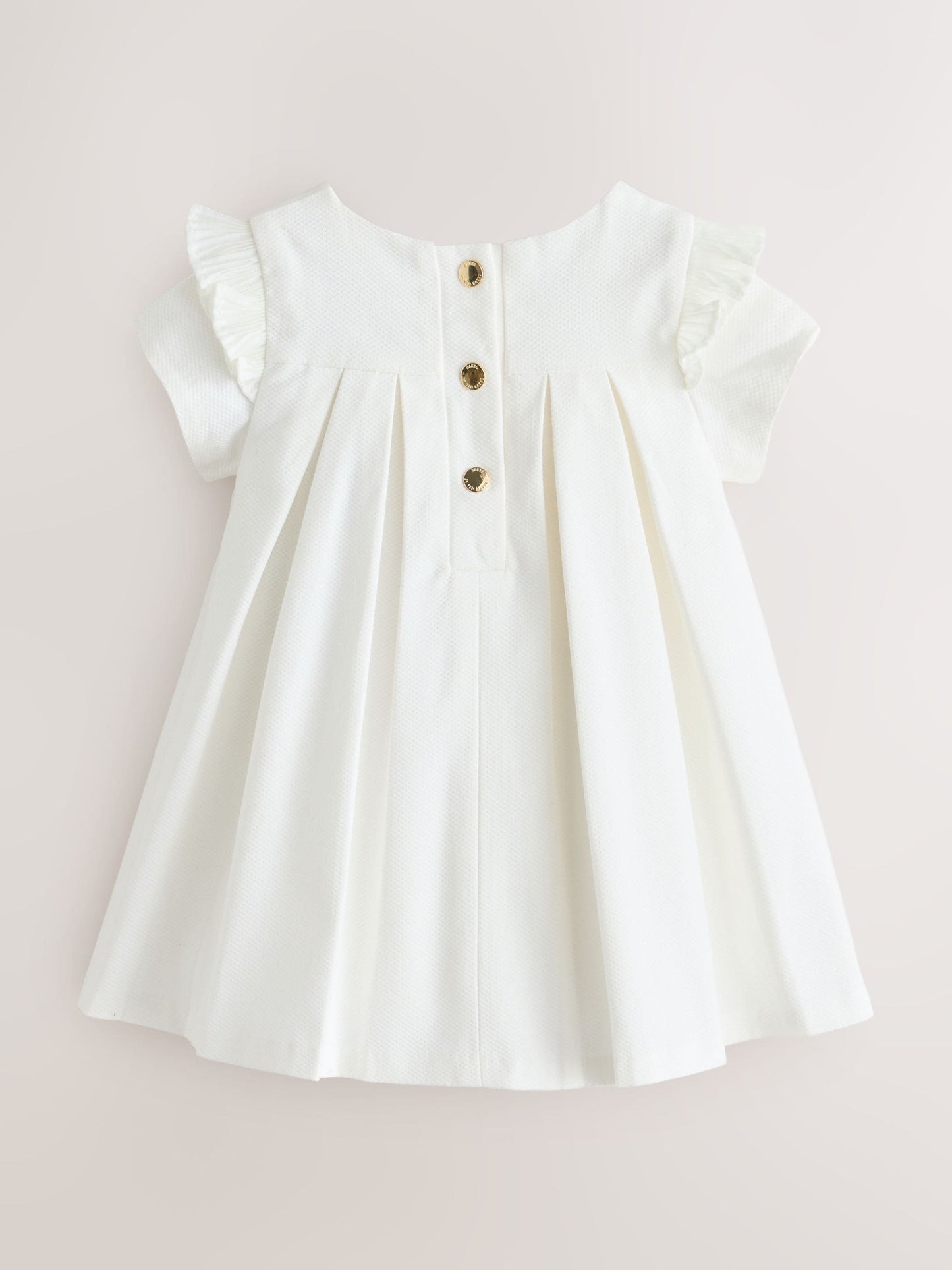 Baker by Ted Baker Cream Pique Pleated Woven Bow Detail Dress image 2