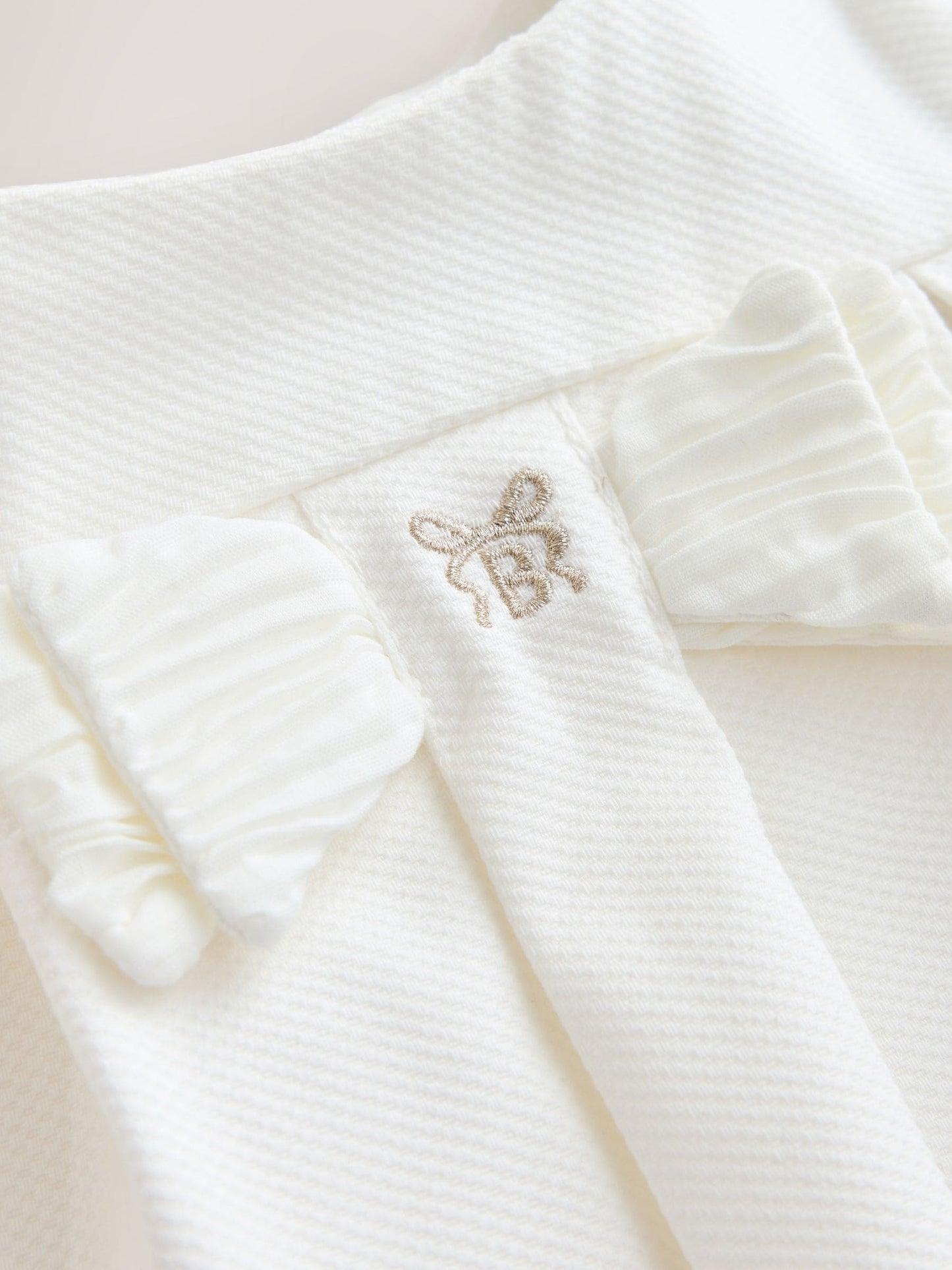 Baker by Ted Baker Cream Pique Pleated Woven Bow Detail Dress image 3