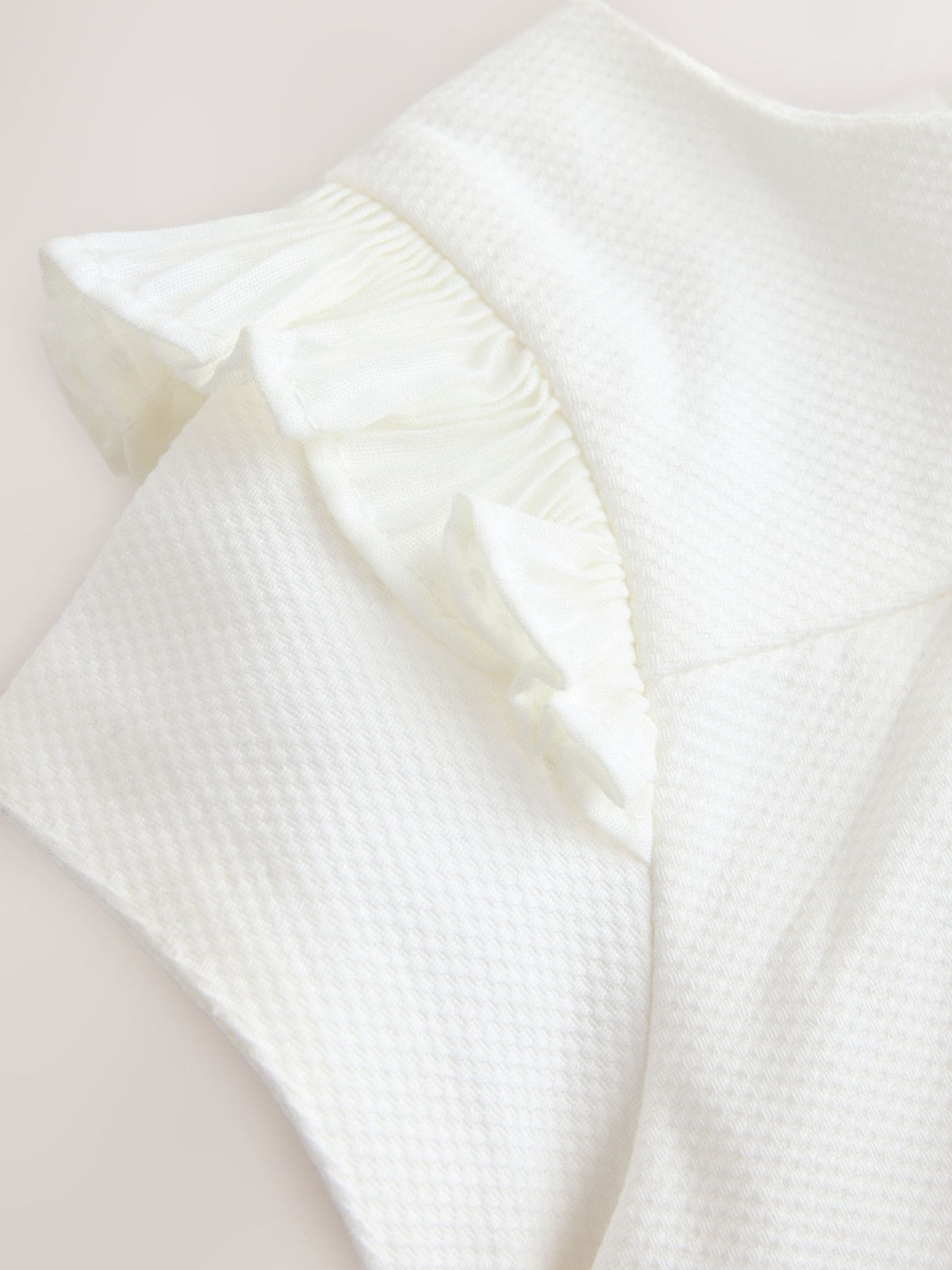 Dsiney Kidz - Baker by Ted Baker Cream Pique Pleated Woven Bow Detail Dress image 5