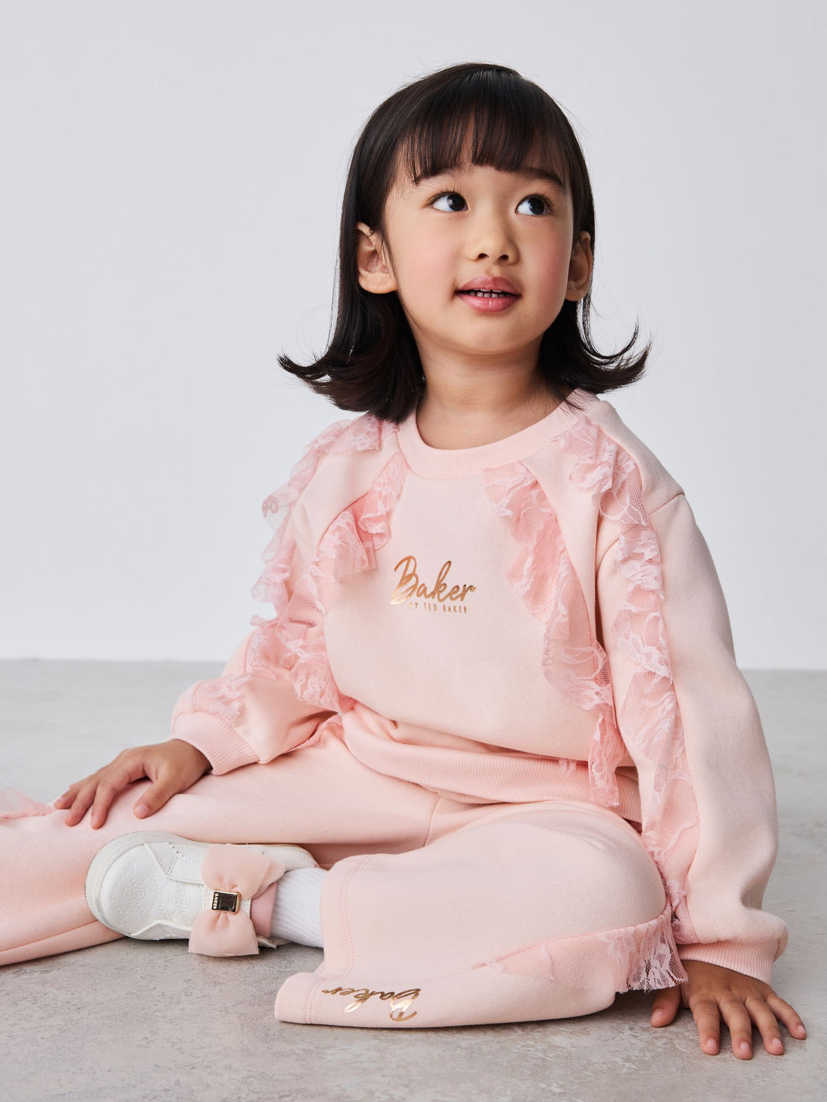 Dsiney Kidz - Baker by Ted Baker Pink Lace Trim Sweat Top & Joggers Set 2 Piece image 3