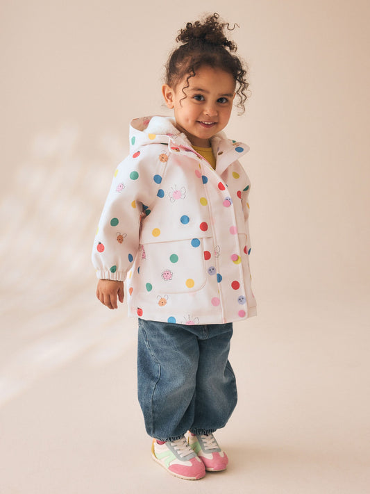 Dsiney Kidz - Cream Polka Dot Waterproof Faux Fur Lined Jacket (12mths-7yrs) image 1