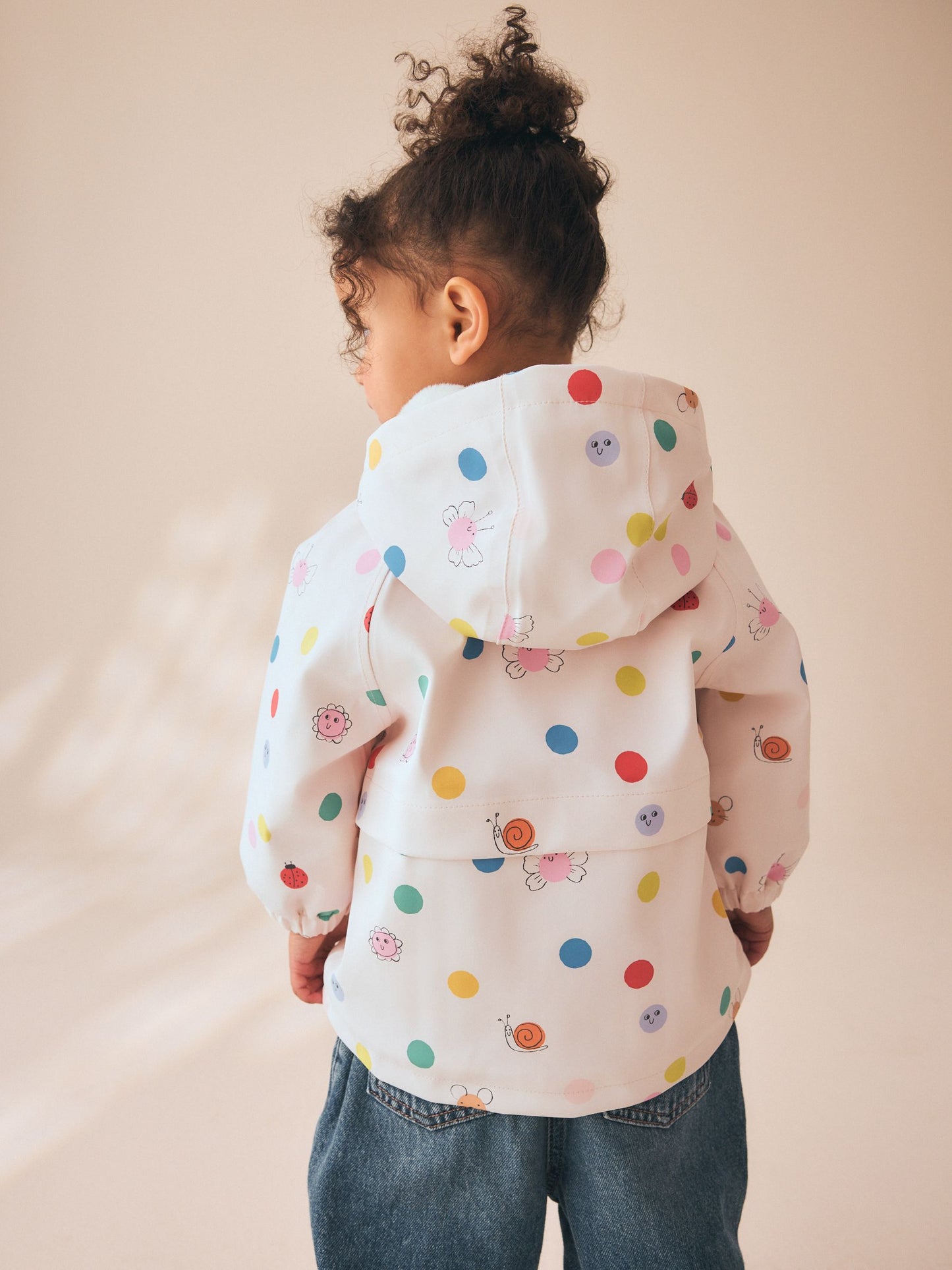 Dsiney Kidz - Cream Polka Dot Waterproof Faux Fur Lined Jacket (12mths-7yrs) image 4
