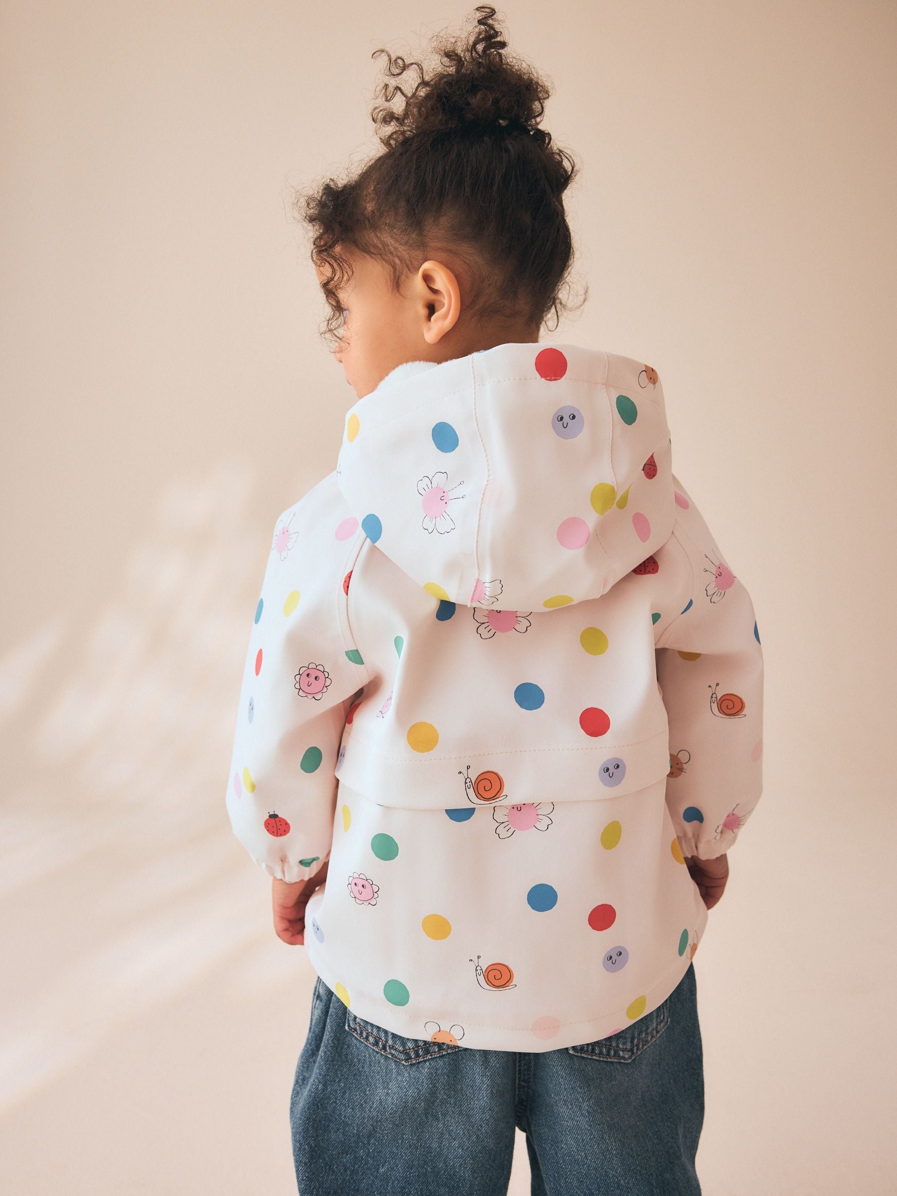 Dsiney Kidz - Cream Polka Dot Waterproof Faux Fur Lined Jacket (12mths-7yrs) image 4
