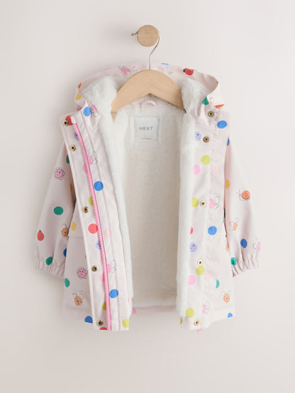 Dsiney Kidz - Cream Polka Dot Waterproof Faux Fur Lined Jacket (12mths-7yrs) image 6