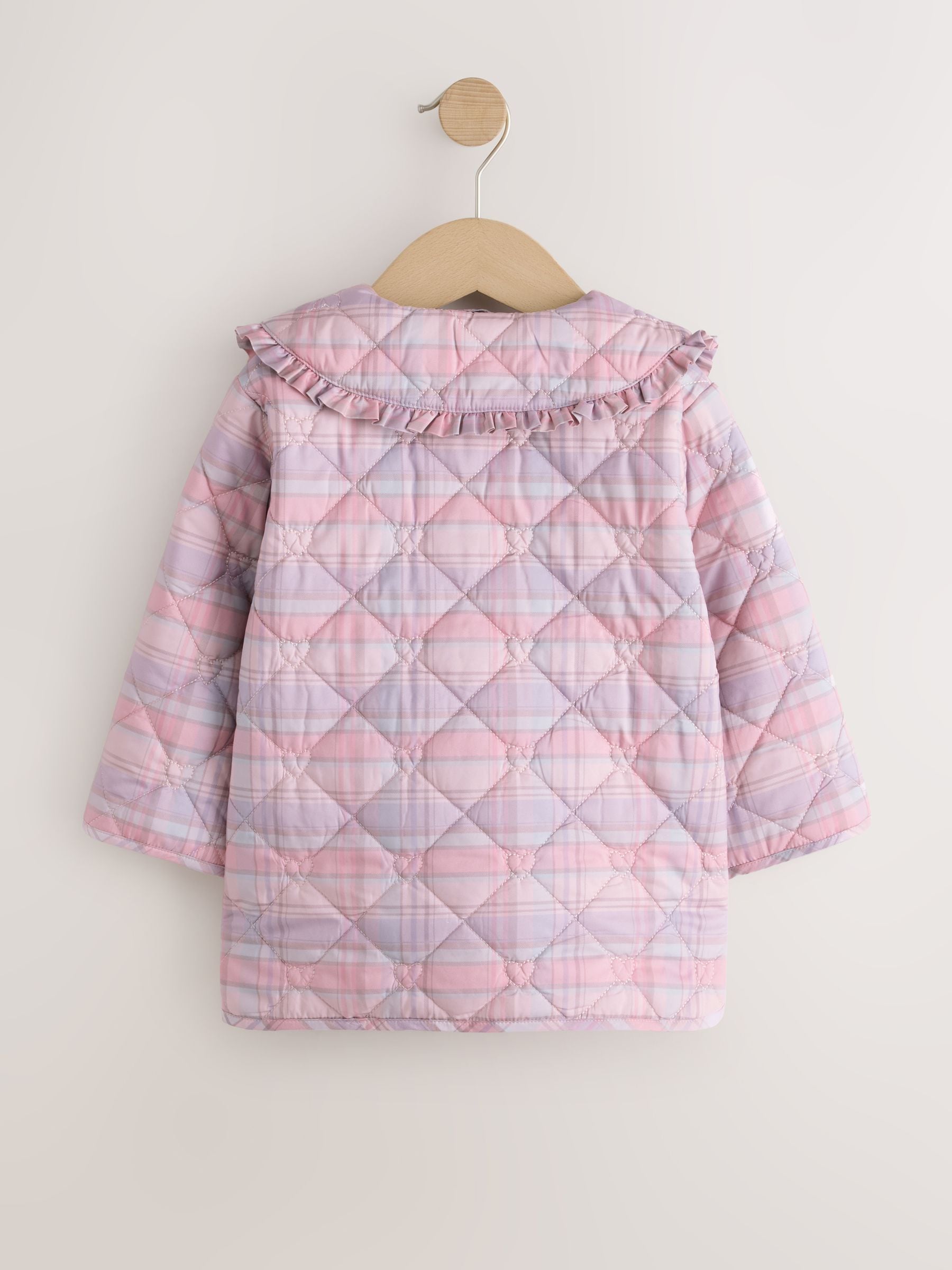 Dsiney Kidz - Pink Check Shower Resistant Frill Collar Quilted Jacket (3mths-7yrs) image 7