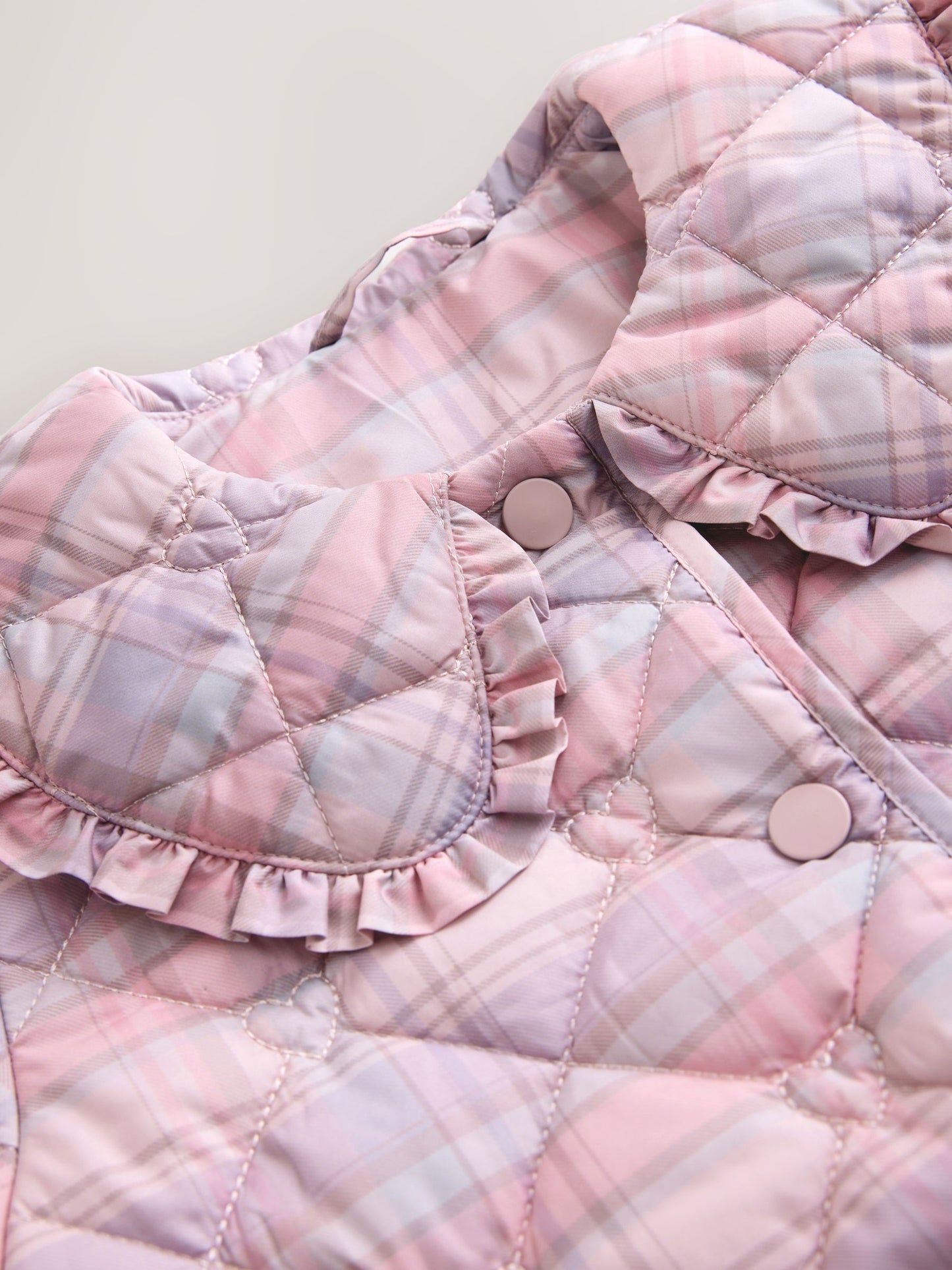 Dsiney Kidz - Pink Check Shower Resistant Frill Collar Quilted Jacket (3mths-7yrs) image 8