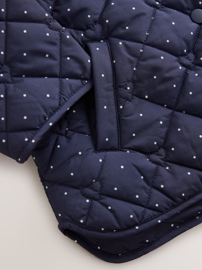 Dsiney Kidz - Navy Polka Dot Shower Resistant Frill Collar Quilted Jacket (3mths-7yrs) image 8