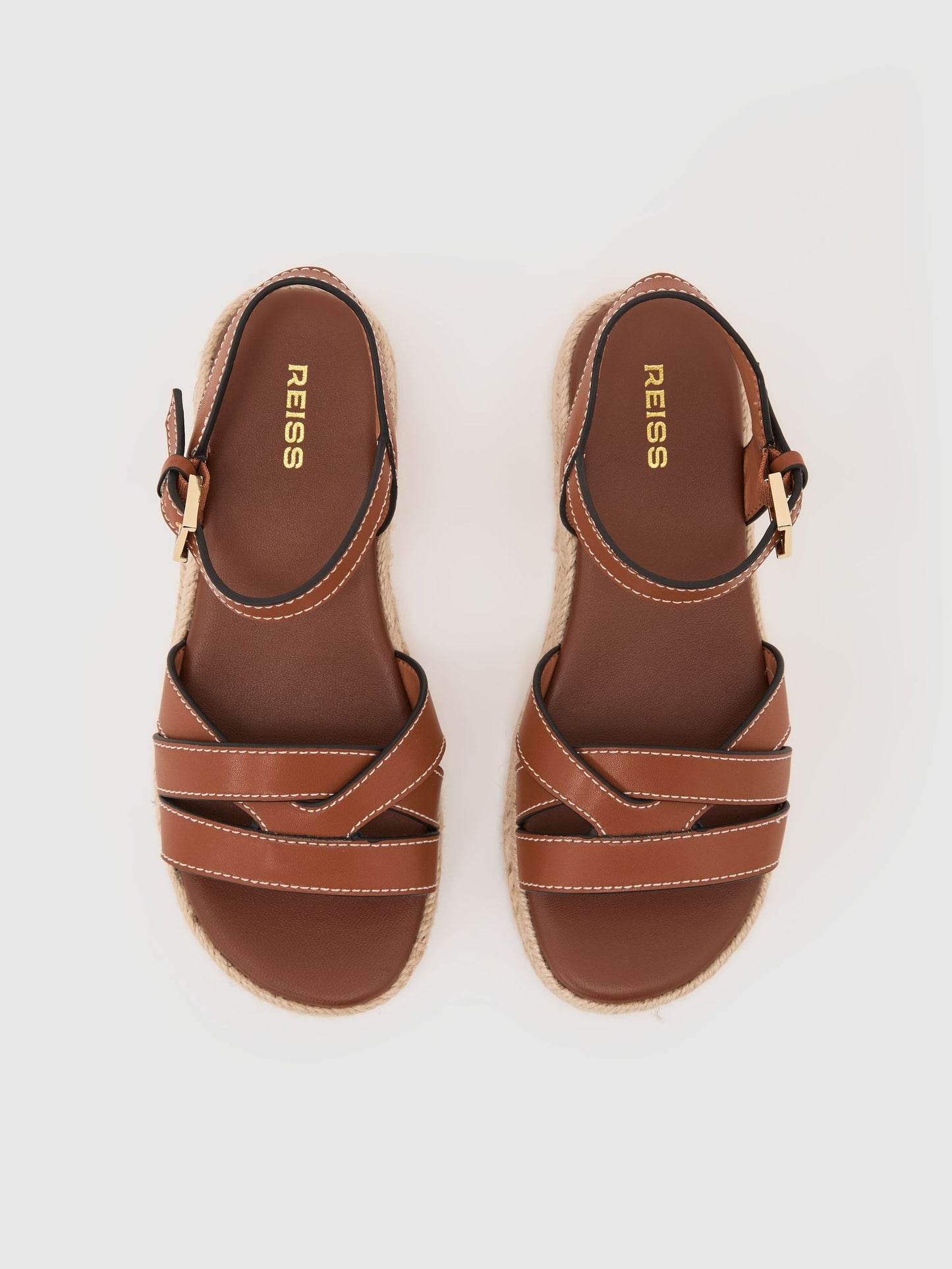 Reiss Tan Hazel Girls Leather Strappy Flatform Sandals image 3
