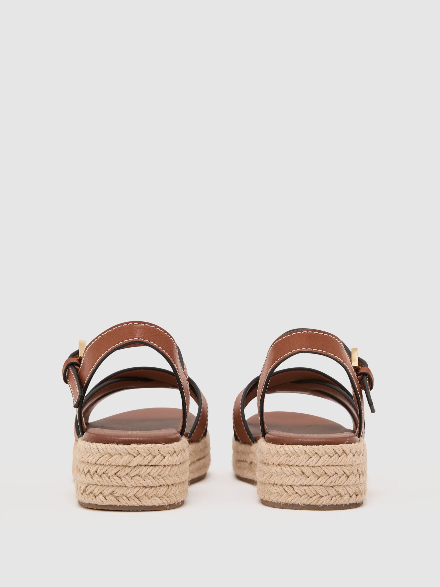 Reiss Tan Hazel Girls Leather Strappy Flatform Sandals image 4