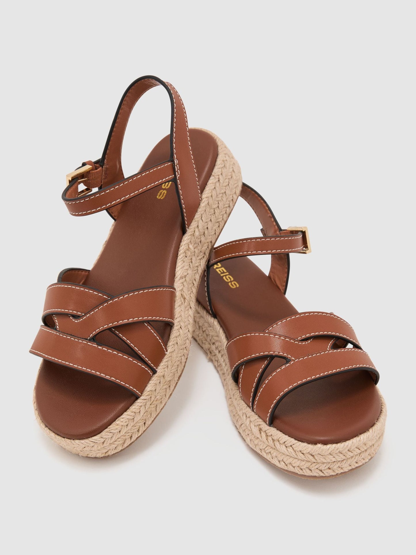 Reiss Tan Hazel Girls Leather Strappy Flatform Sandals image 5