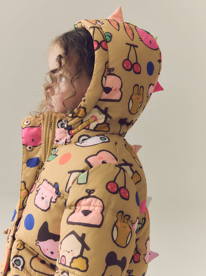 Dsiney Kidz - Character Print Shower Resistant Padded Coat with Hood Spikes (3mths-7yrs) image 5