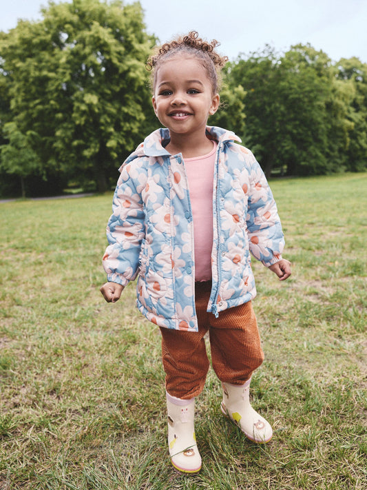 Blue Flowers Shower Resistant Padded Coat (3mths-7yrs) - image 1