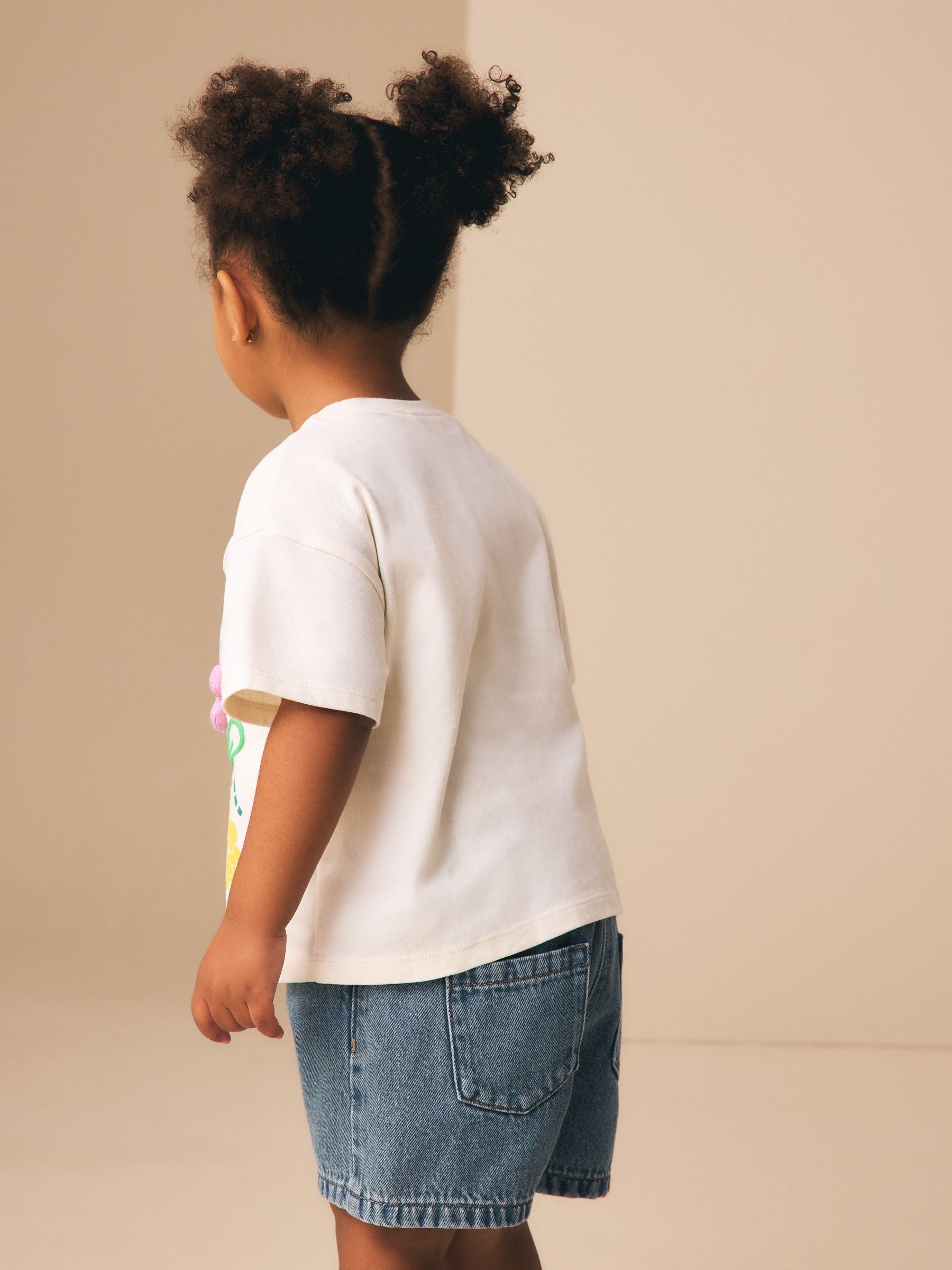 Ecru White Padded Bunny Short Sleeve T-Shirt (3mths-7yrs) image 3
