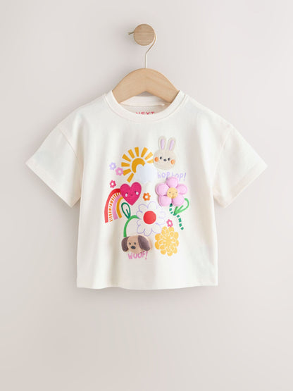 Ecru White Padded Bunny Short Sleeve T-Shirt (3mths-7yrs) image 5
