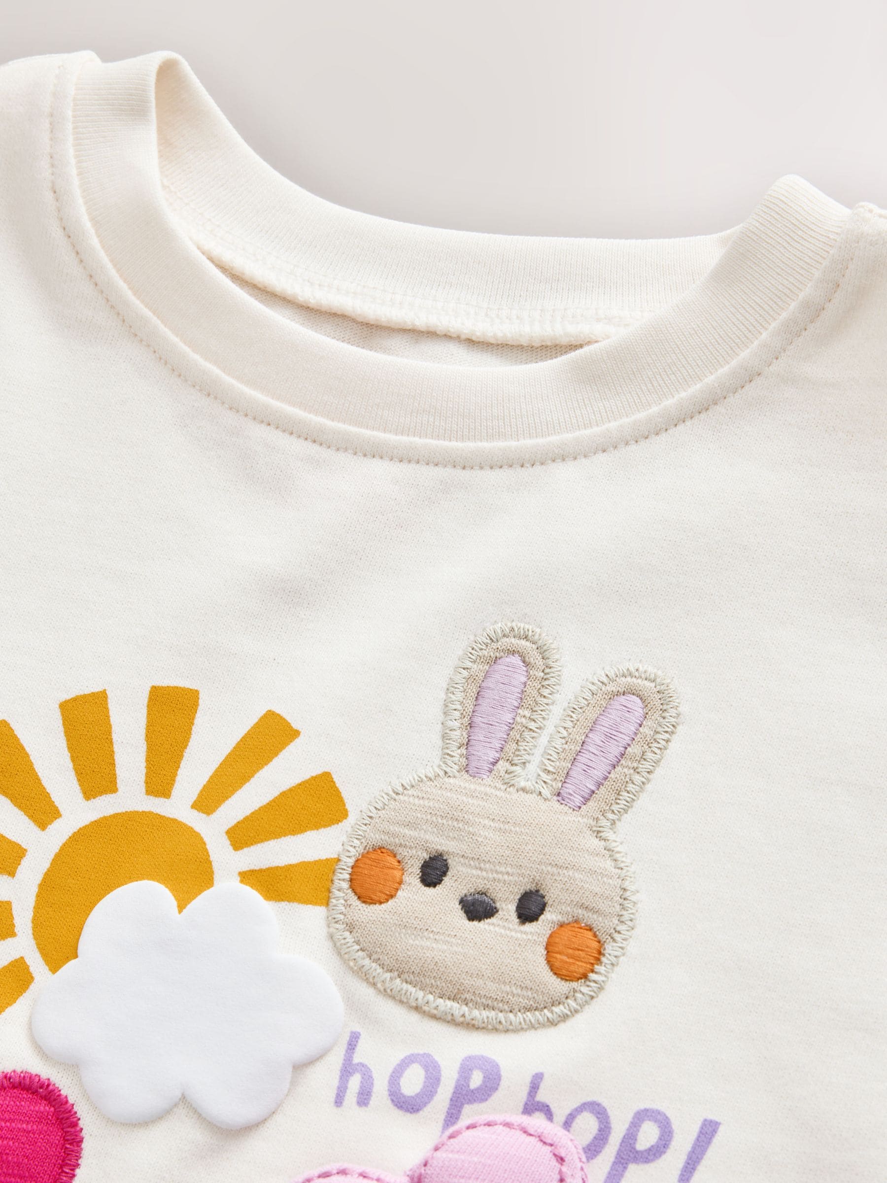 Ecru White Padded Bunny Short Sleeve T-Shirt (3mths-7yrs) image 7