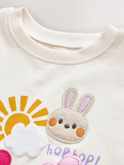 Ecru White Padded Bunny Short Sleeve T-Shirt (3mths-7yrs) image 7