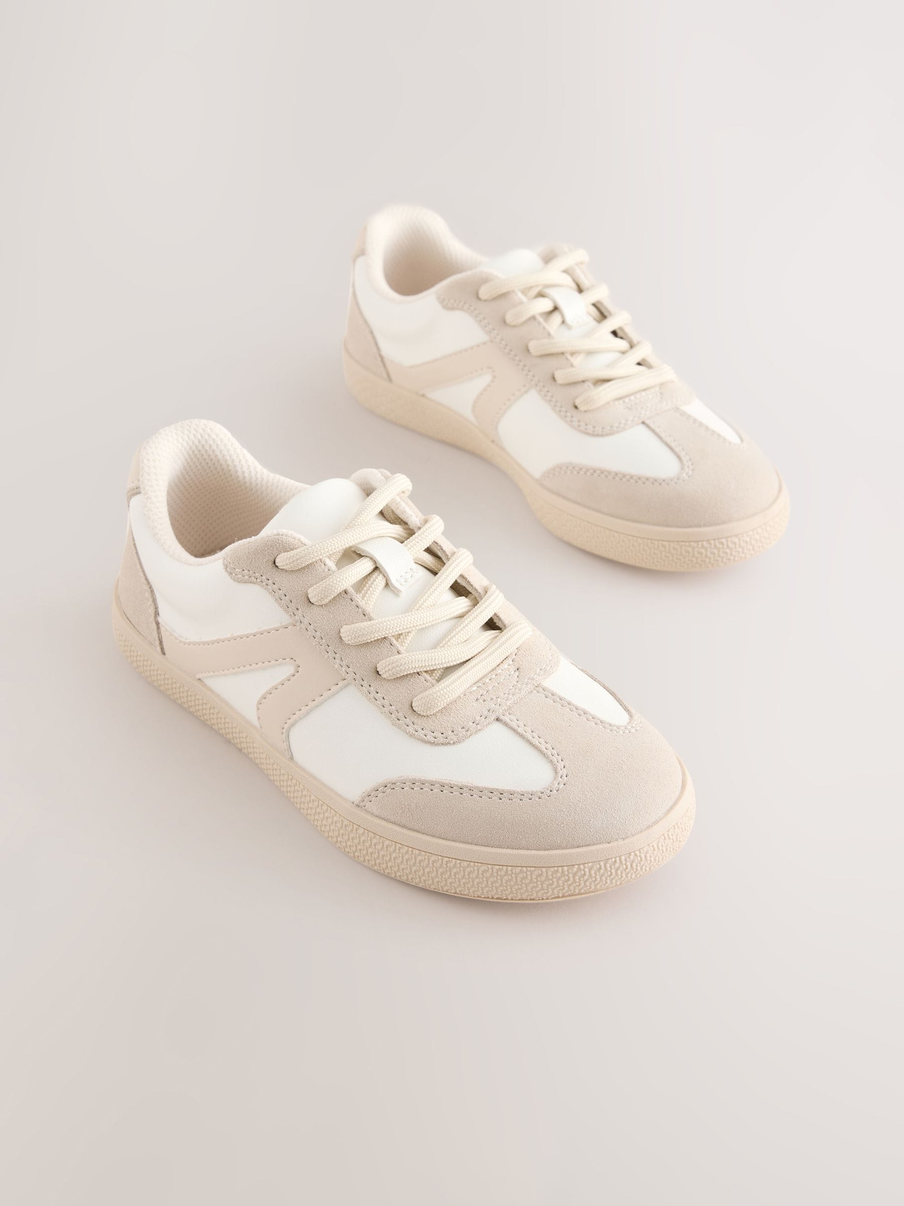 Neutral Suede Mix Wide Fit (G) Retro Trainers image 1
