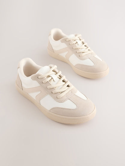 Neutral Suede Mix Wide Fit (G) Retro Trainers image 1