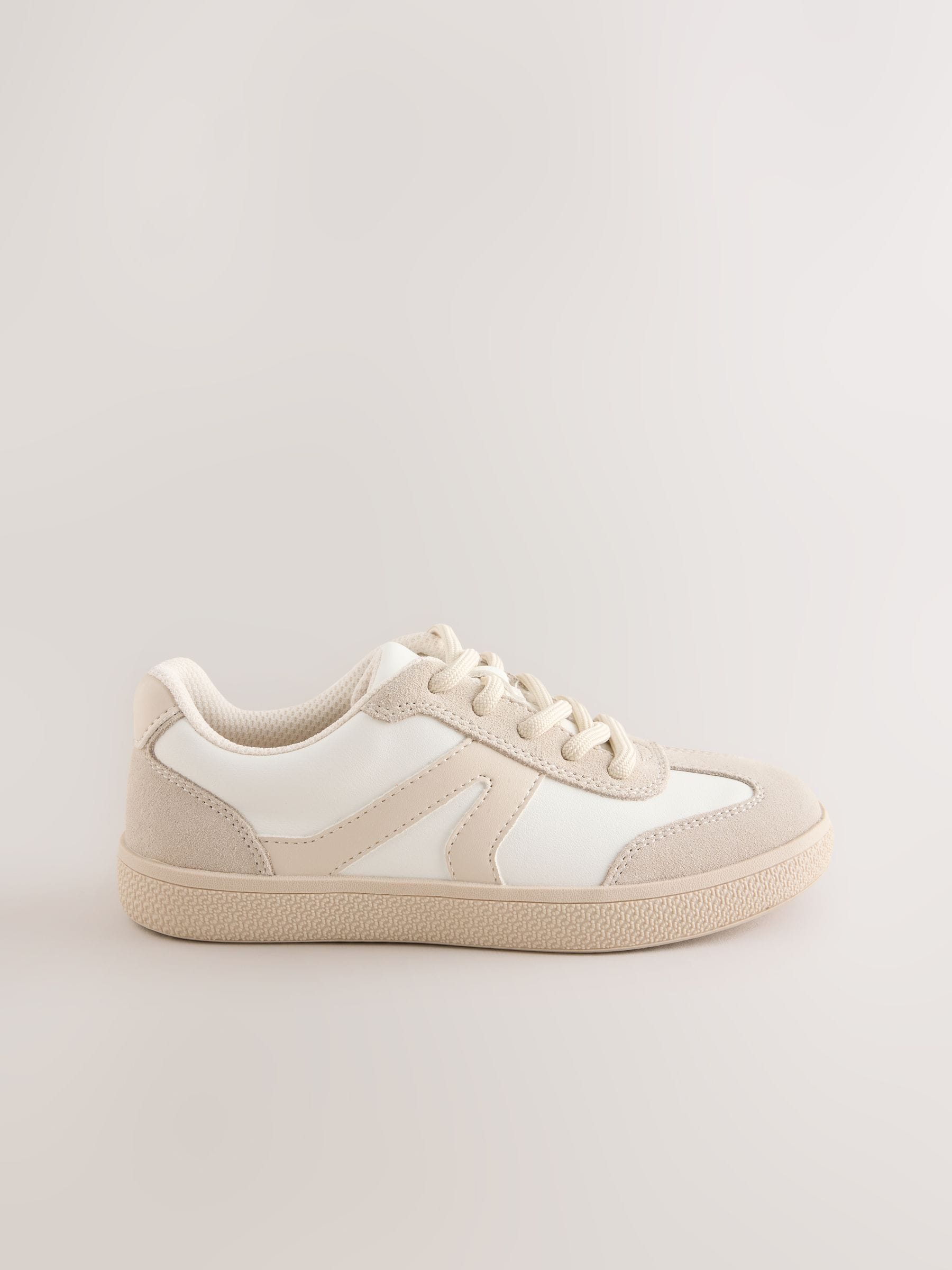 Neutral Suede Mix Wide Fit (G) Retro Trainers image 2