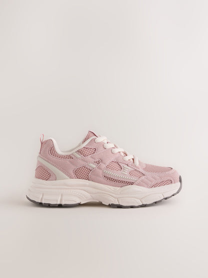 Pink Standard Fit (F) Chunky Lace-Up Trainers image 2