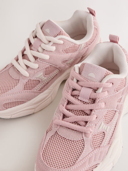 Pink Standard Fit (F) Chunky Lace-Up Trainers image 4