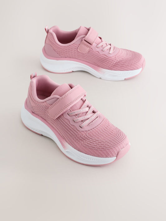 Pink Standard Fit (F) Elastic Lace-Up Trainers image 1